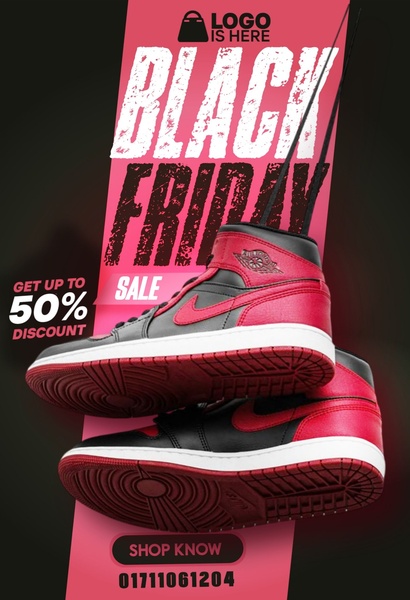 sneakers, athletic shoes, basketball shoes, sports shoes, casual shoes, sale promotion, modern typography, bold, energetic, pink, black, black friday